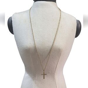 Gold and Rhinestone Cross Necklace